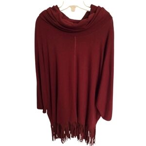 Terre Bleue Turtleneck Sweater Leather Fringe Size Medium